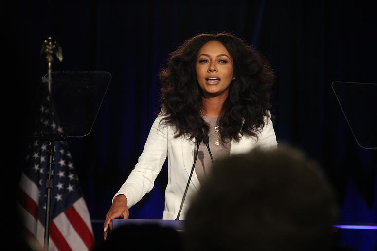 Singer/songwriter Keri Hilson speaks at Stacey Abrams' election night campaign party Singer/songwriter Keri Hilson speaks at Stacey Abrams' election night campaign party