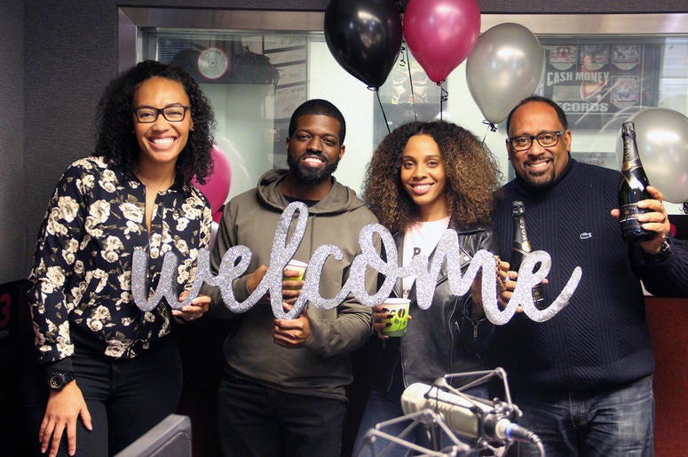 Producer Nina Brown, JR, Jade Novah and Frank Ski of V-103's The Morning Culture Producer Nina Brown, JR, Jade Novah and Frank Ski of V-103's The Morning Culture