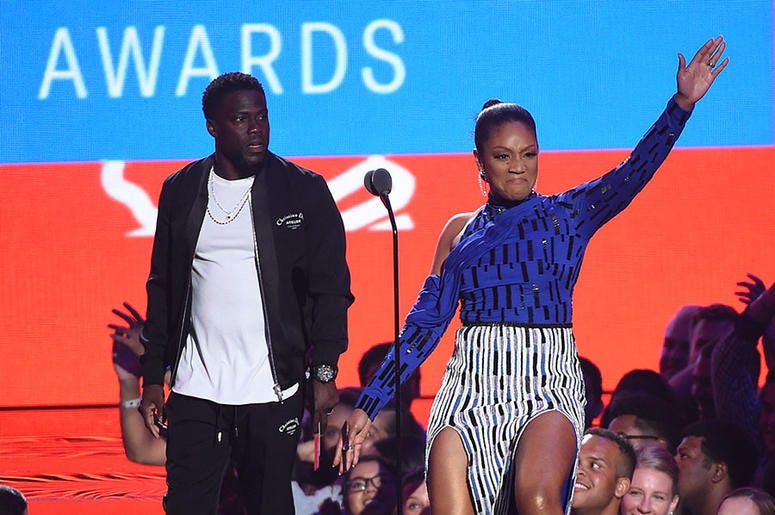 Tiffany Haddish and Kevin Hart at the 2018 MTV VMAs Tiffany Haddish and Kevin Hart at the 2018 MTV VMAs
