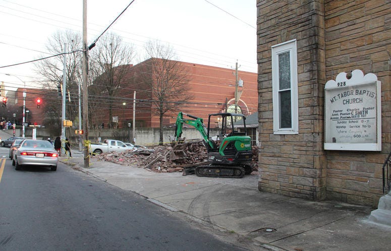 The bricks and rubble from the demolished building where Fabian Williams "Kaeplanta" mural was painted The bricks and rubble from the demolished building where Fabian Williams "Kaeplanta" mural was painted