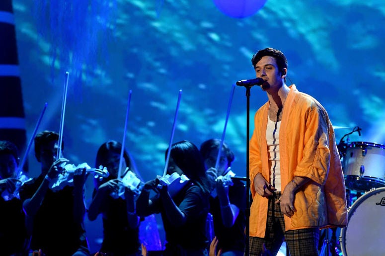 Lauv performs onstage during FOX's Teen Choice Awards at The Forum on August 12, 2018 in Inglewood, California Lauv performs onstage during FOX's Teen Choice Awards at The Forum on August 12, 2018 in Inglewood, California
