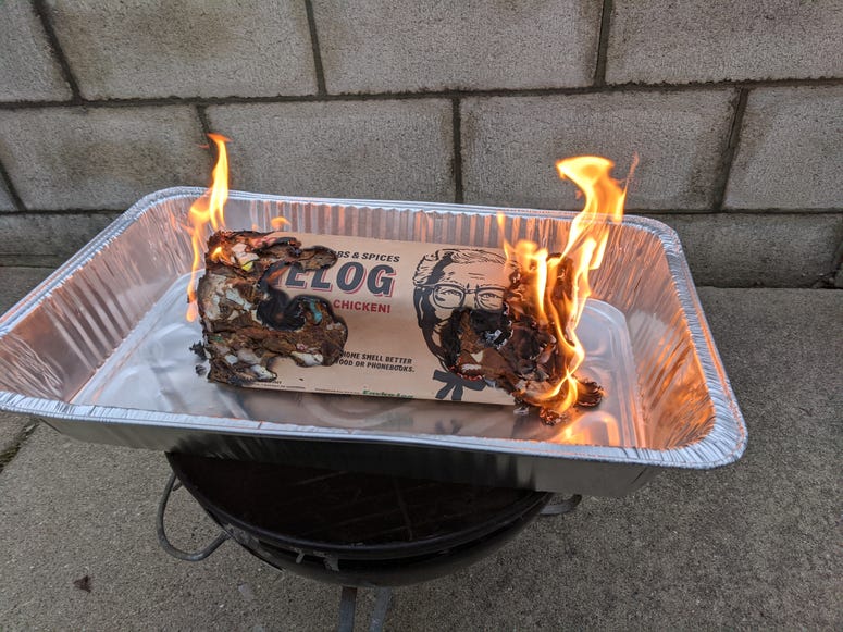 KFC Firelog Burning