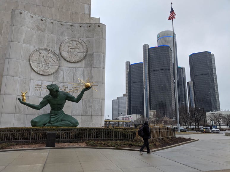 Spirit of Detroit and Renaissance Center