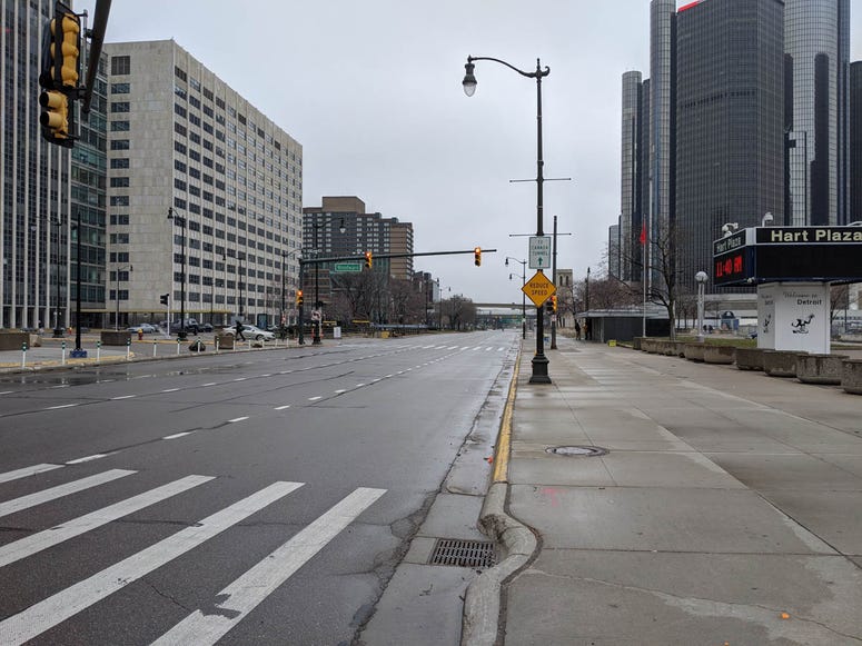 Empty Jefferson Avenue Detroit Coronavirus Stay Home Order