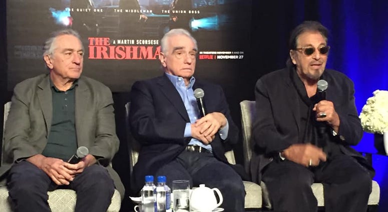 Robert DeNiro, left, Martin Scorsese and Al Pacino