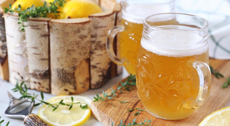 A shandy cocktail made with beer and lemonade