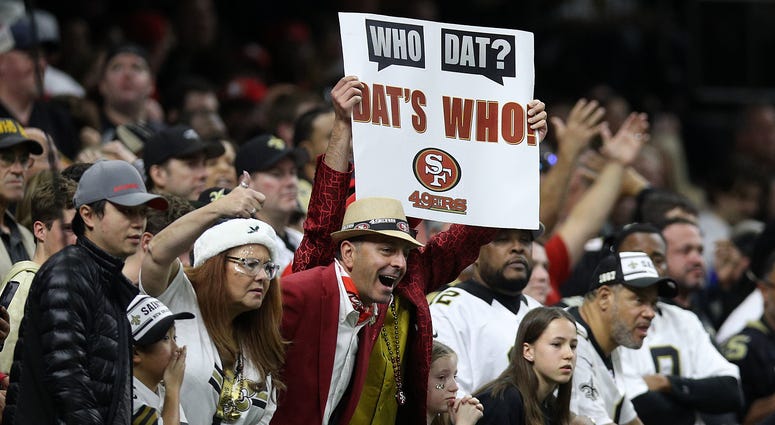 NEW ORLEANS, LOUISIANA - DECEMBER 08: Fans of the San Francisco 49ers cheer at Mercedes Benz Superdome on December 08, 2019 in New Orleans, Louisiana. (Photo by Chris Graythen/Getty Images) Superdome