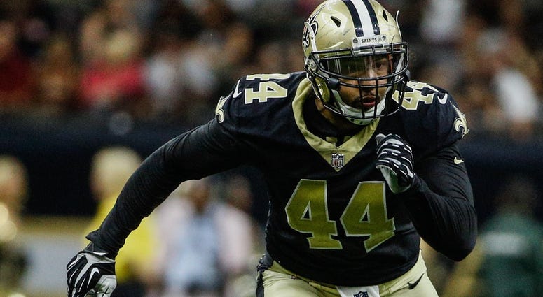 Aug 26, 2017; New Orleans, LA, USA; New Orleans Saints linebacker Hau'oli Kikaha (44) against the Houston Texans during the first half of a preseason game at the Mercedes-Benz Superdome Aug 26, 2017; New Orleans, LA, USA; New Orleans Saints linebacker Hau'oli Kikaha (44) against the Houston Texans during the first half of a preseason game at the Mercedes-Benz Superdome