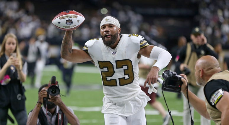 New Orleans Saints cornerback Marshon Lattimore (23) runs off the field at the end of their game against the Dallas Cowboys at the Mercedes-Benz Superdome.
