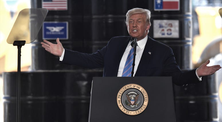 President Donald Trump at a podium