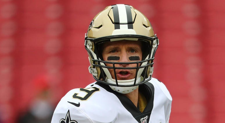 Saints quarterback Drew Brees finds time to show off his version of "blue steel" for the cameras covering his team's win in Tampa.