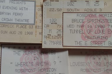 Ticket stub collage from 1988