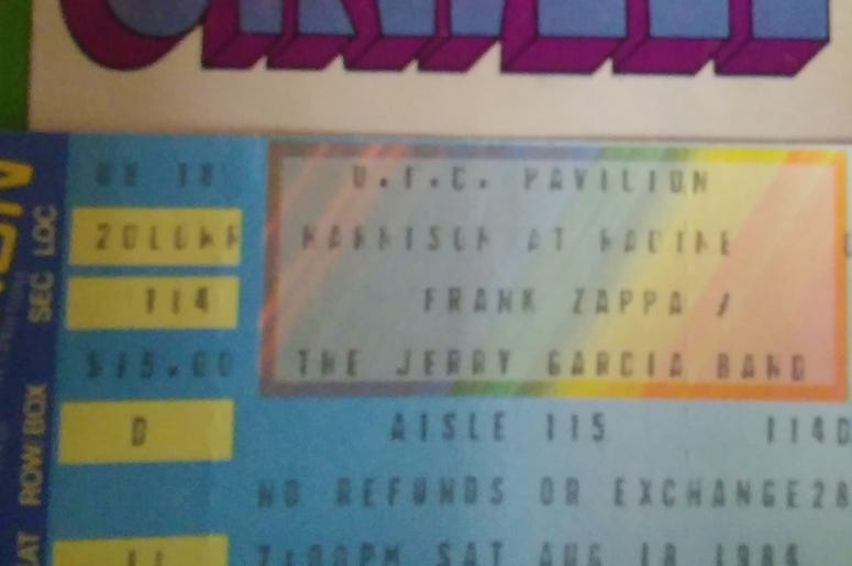 Orwell 1984 Paperback With Zappa/Jerry Garcia Ticket Stub Auditorium Theater George Orwell 1984 Paperback With 1984 Zappa/Jerry Garcia Ticket Stub