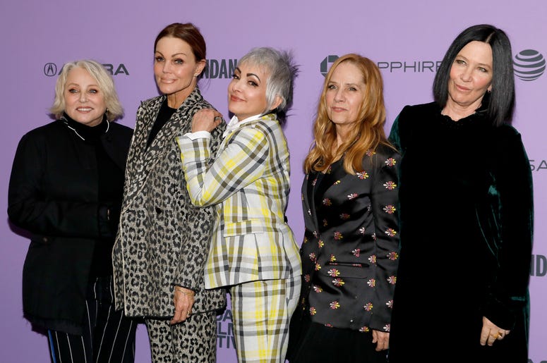 PARK CITY, UTAH - JANUARY 24: Gina Shock, Belinda Carlisle, Jane Wiedlin, Charlotte Caffey, and Kathy Valentine attend the "The Go-Gos" premiere during the 2020 Sundance Film Festival at Library Center Theater on January 24, 2020 in Park City, Utah. (Phot
