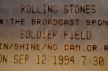 Stones ticket stub Voodoo Lounge tour Chicago 1994 Stones Voodoo Lounge tour ticket stub
