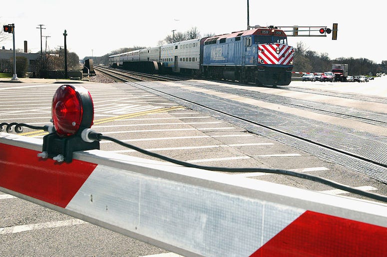 Metra train crossing gate