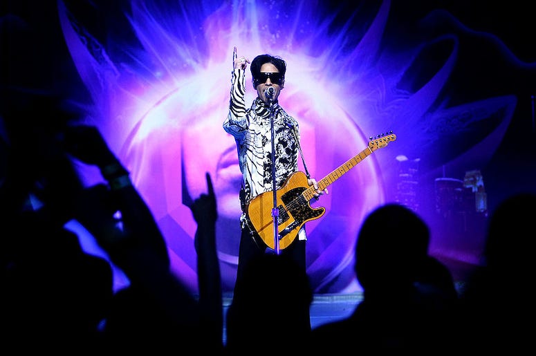 Prince performs live in concert.