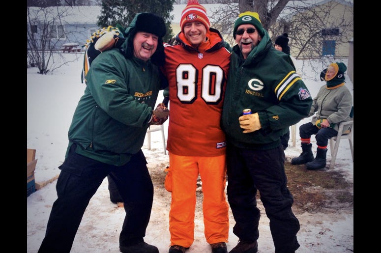 Jason Thomas as a visiting fan at Green Bay Packers Lambeau Field