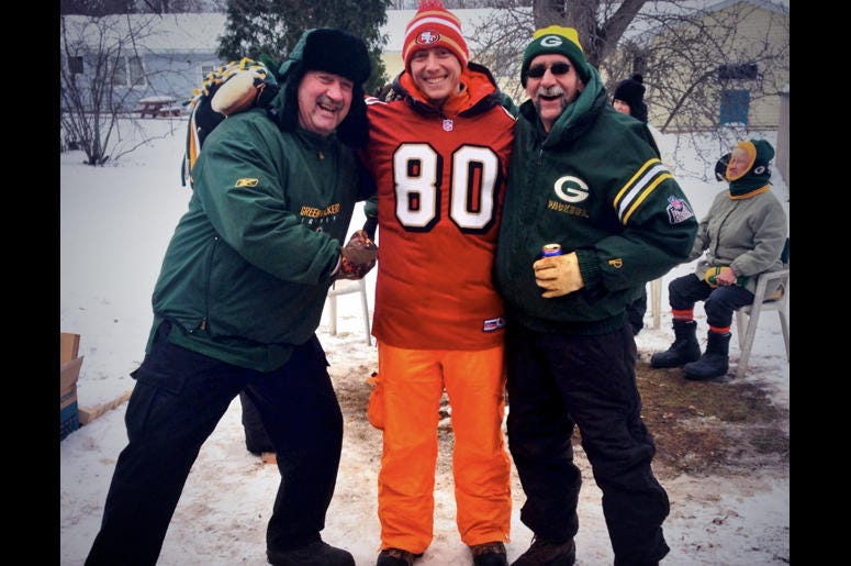 Jason Thomas as a visiting fan at Green Bay Packers Lambeau Field