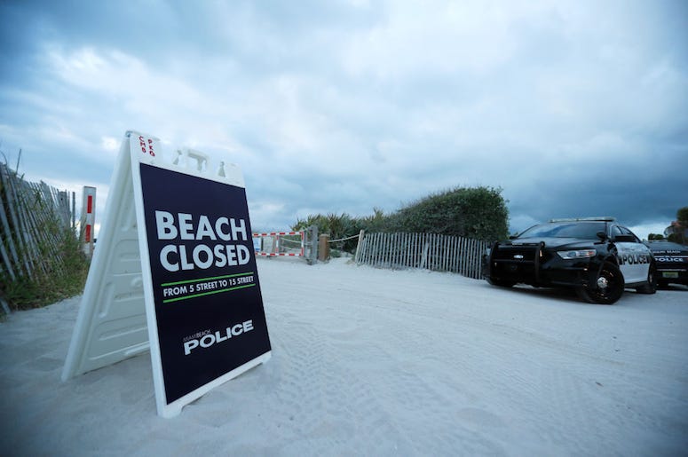 A beach is closed for spring break.