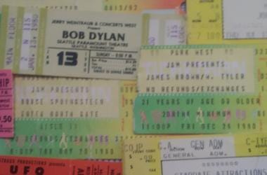 Ticket stub collage from 1980