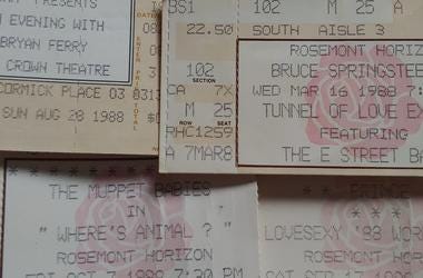Ticket stub collage from 1988
