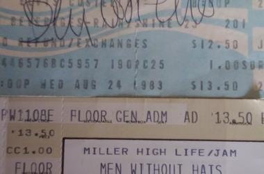 Elvis Costello Ticket Stub Signed And Men Without Hats Stub 1983