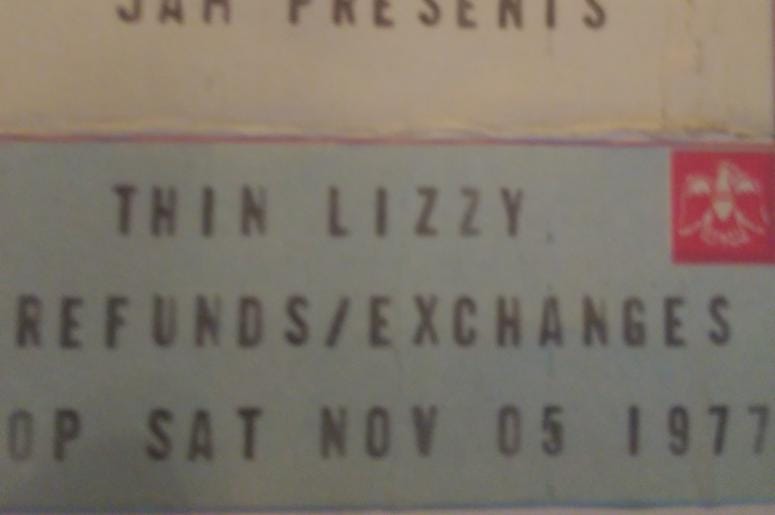 Thin Lizzy Ticket Stub Uptown Theater 1977 Thin Lizzy Ticket Stub Uptown Theater 1977