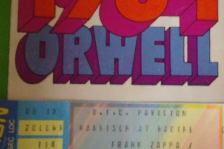 Orwell 1984 Paperback With Zappa/Jerry Garcia Ticket Stub Auditorium Theater George Orwell 1984 Paperback With 1984 Zappa/Jerry Garcia Ticket Stub