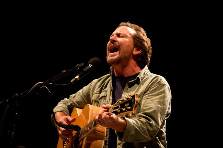 Eddie Vedder performs during the Innings Festival Eddie Vedder performs during the Innings Festival