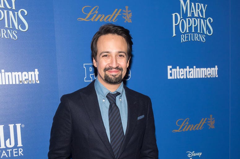 NEW YORK, NY - DECEMBER 17: Actor/playwright Lin-Manuel Miranda attends The Cinema Society's screening of "Mary Poppins Returns" co-hosted by Lindt Chocolate at SVA Theatre on December 17, 2018 in New York City. (Photo by Mike Pont/Getty Images for Lindt