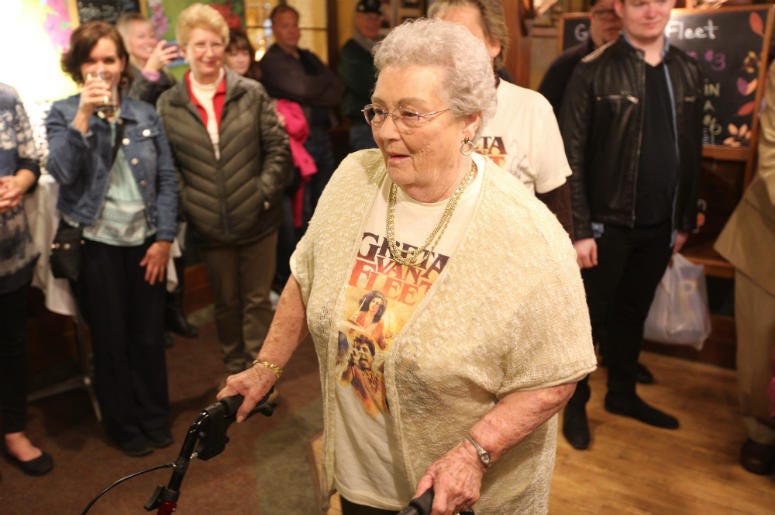 Gretna Van Fleet, a resident of Frankenmuth, Mich., attends an album-release party for rock band Greta Van Fleet' Gretna Van Fleet, a resident of Frankenmuth, Mich., attends an album-release party for rock band Greta Van Fleet'