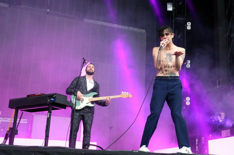 Matthew Healy from The 1975 performs on the main stage at the TRNSMT music festival at Glasgow Green in Glasgow Matthew Healy from The 1975 performs on the main stage at the TRNSMT music festival at Glasgow Green in Glasgow