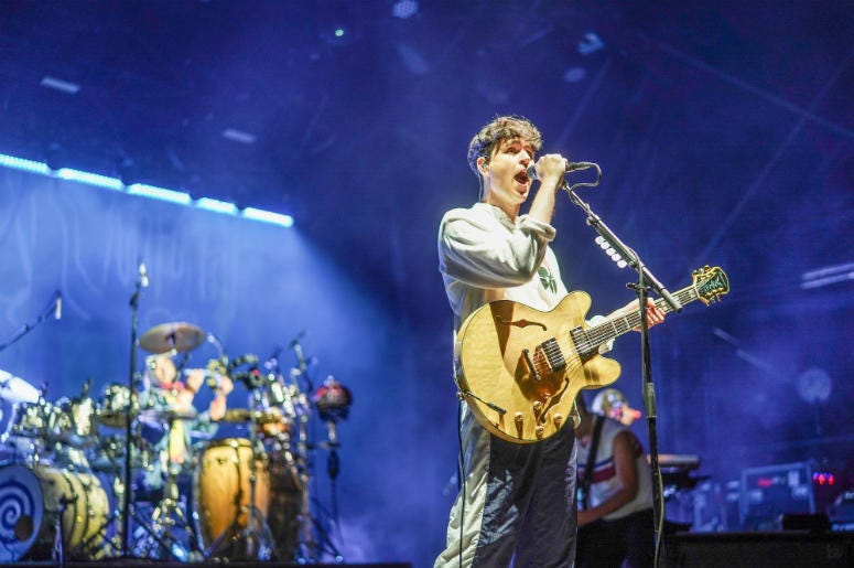 Ezra Koenig of Vampire Weekend performing live in 2018 Ezra Koenig of Vampire Weekend performing live in 2018