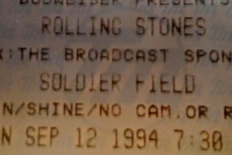 Stones ticket stub Voodoo Lounge tour Chicago 1994 Stones Voodoo Lounge tour ticket stub