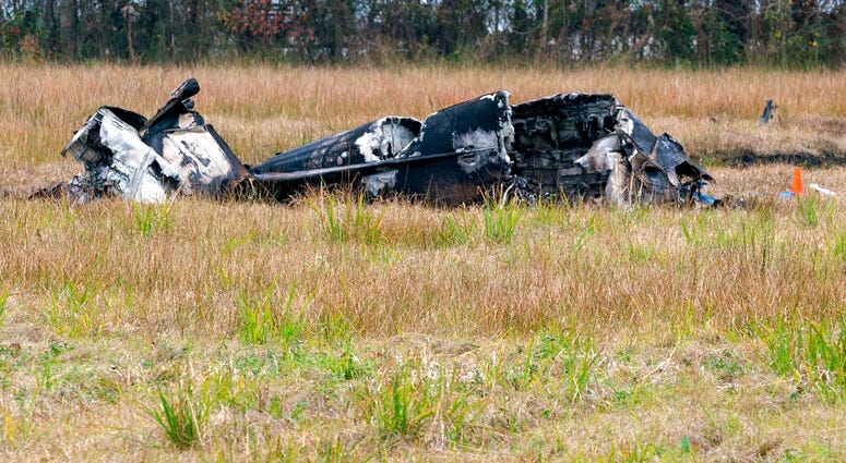 small plane that crashed into the parking lot of a post office, in Lafayette, La. Wade Berza