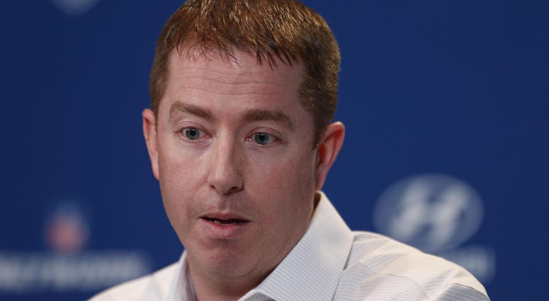 Feb 24, 2016; Indianapolis, IN, USA; Detroit Lions general manager Bob Quinn speaks to the media during the 2016 NFL Scouting Combine at Lucas Oil Stadium.