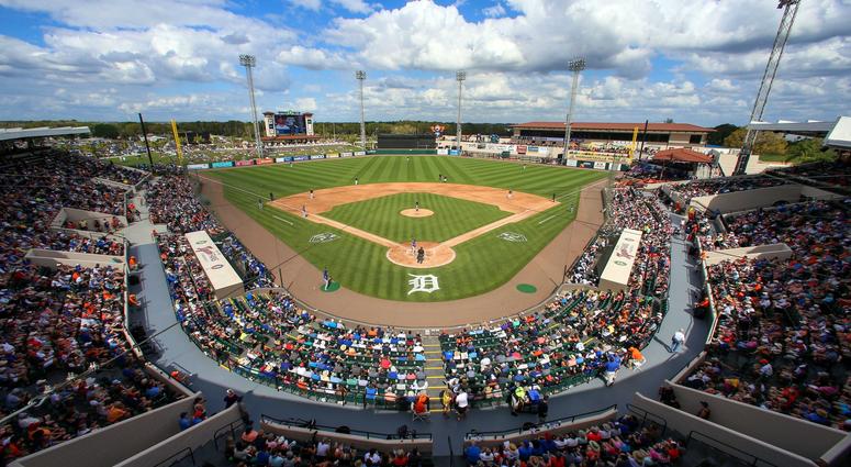 Feb 24, 2018; Lakeland, FL, USA; Fans watch the Detroit Tigers play against the Toronto Blue Jays during the fifth inning of a Spring Training baseball game at Publix Field at Joker Marchant Stadium.