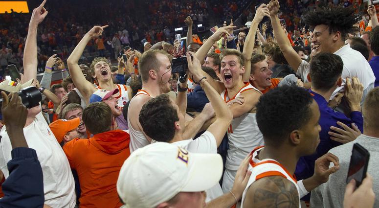 Clemson storms the court