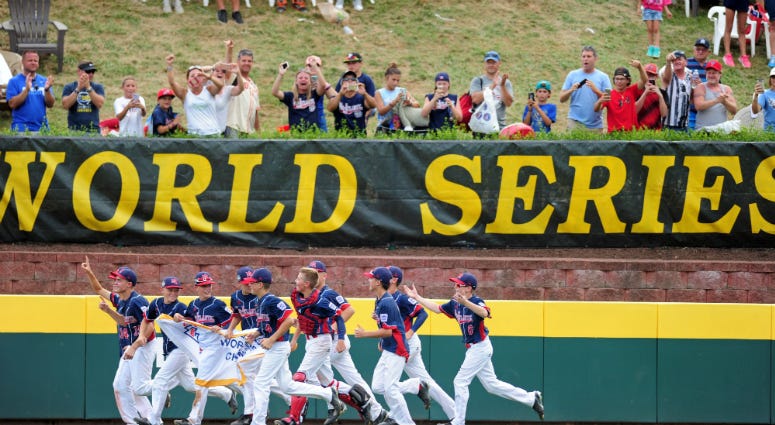 Mid-Atlantic Region players celebrate after beating the Asia-Pacific Region 2-1 during the championship game of the 2016 Little League World Series at Howard J. Lamade Stadium. Mid-Atlantic Region players celebrate after beating the Asia-Pacific Region 2-1 during the championship game of the 2016 Little League World Series at Howard J. Lamade Stadium.