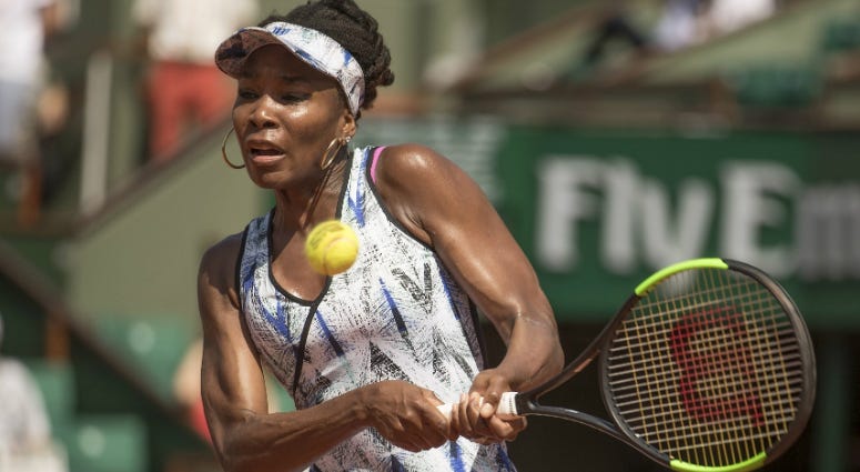 Venus Williams in action during her match against Kurumi Nara on day four of the 2017 French Open tennis tournament at Stade Roland Garros. Venus Williams in action during her match against Kurumi Nara on day four of the 2017 French Open tennis tournament at Stade Roland Garros.