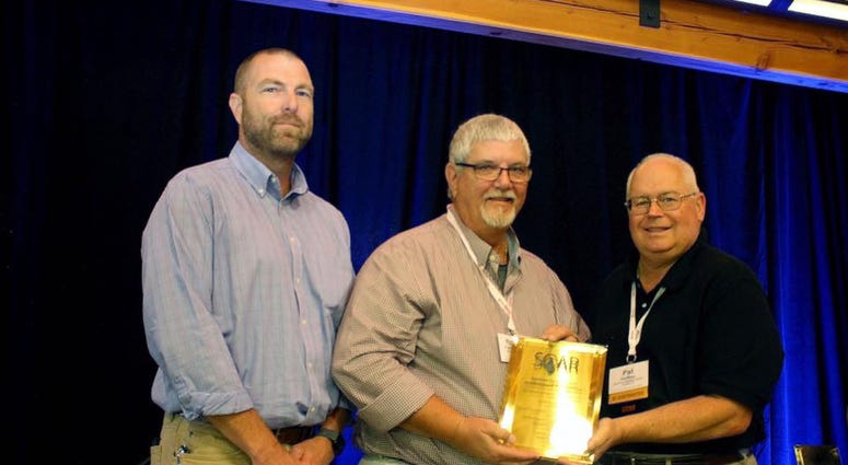 Left to Right: Regulatory Compliance Supervisor Jonny Corley, Gas Dept. Manager Rob Rhodes, American Public Gas Assc Board of Directors member Pat Riley