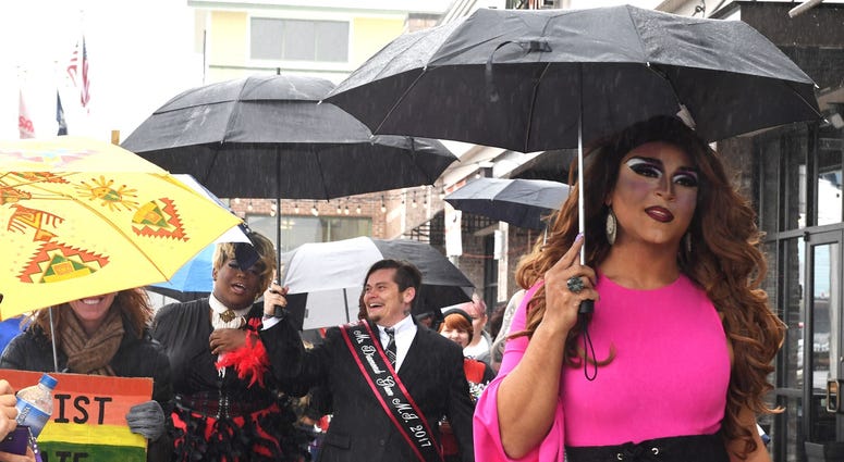 Drag queen, "Princess Mocha," walks to the Five Forks Branch Library for Drag Queen Story Hour Sunday, Feb. 17, 2019 Drag Queen story hour in Greenville