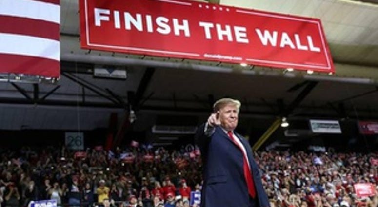 President Donald Trump at one of his rallies.