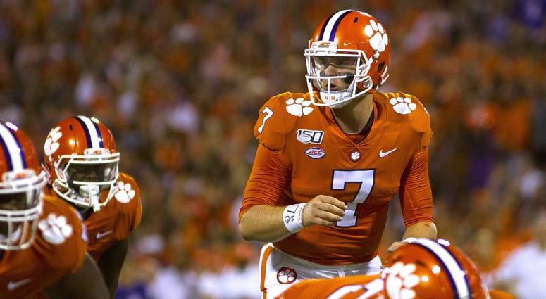 Clemson Tigers quarterback Chase Brice (7) waits for the snap during the second quarter against the Charlotte 49ers at Clemson Memorial Stadium.