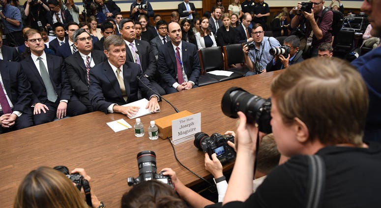 Joseph Maguire, acting Director of National Intelligence, prepares to testify about his decision to not share a whistleblower complaint in front of the House Select Committee on Intelligence on Sept. 26, 2019 in Washington.