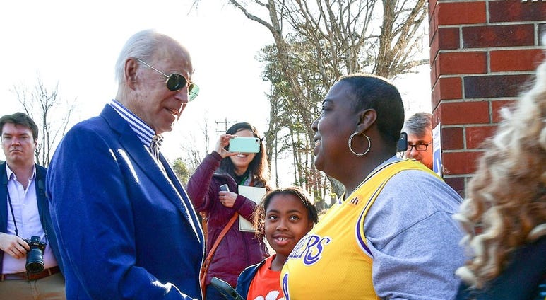 Joe Biden, Democratic U.S. Presidential candidate, greets voters outside the Phillis Wheatley Community Center in Greenville on Saturday, Feb. 29, 2020. Joe Biden, Democratic U.S. Presidential candidate, greets voters outside the Phillis Wheatley Community Center in Greenville on Saturday, Feb. 29, 2020.