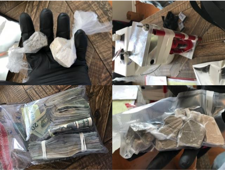 Drug Op dismantled in Mauldin, drugs seized in Simpsonville. Top L-R: heroin, pill press. Bottom L-R: money, heroin Drug Op dismantled in Mauldin, drugs seized in Simpsonville. Top L-R: heroin, pill press. Bottom L-R: money, heroin