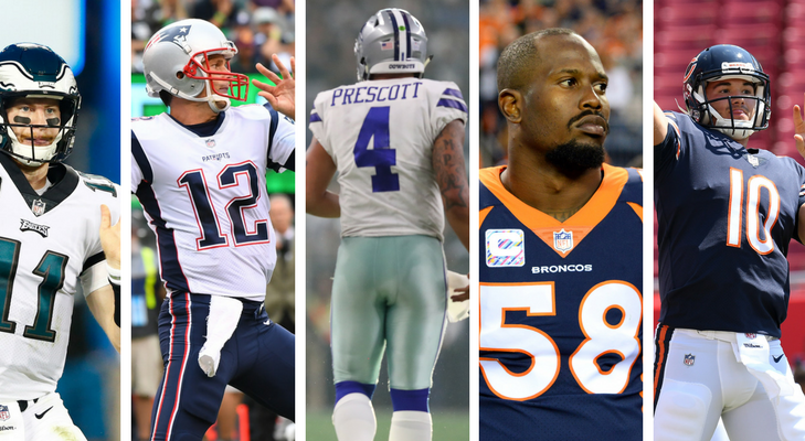 Philadelphia Eagles' Carson Wentz, New England Patriots' Tom Brady, Dallas Cowboys' Dak Prescott, Denver Broncos' Von Miller, Chicago Bears' Mitch Trubisky NFL Jersey Sales: Philadelphia Eagles' Carson Wentz, New England Patriots' Tom Brady, Dallas Cowboys' Dak Prescott, Denver Broncos' Von Miller, Chicago Bears' Mitch Trubisky