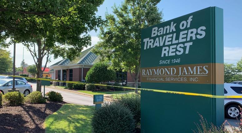 The Pelham Road branch of the Bank of Travelers Rest in Greenville was robbed Wednesday.